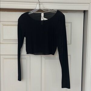 ALO Yoga Black Fitted Mesh Crop Top